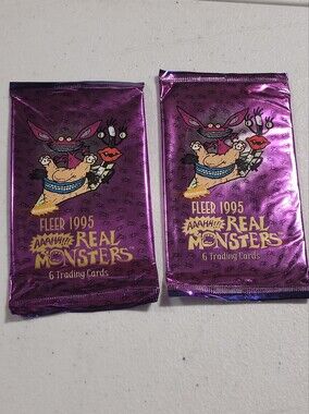 Fleer Real Monsters 1995 Purple Trading Card Pack Lot Of 2 Pkgs